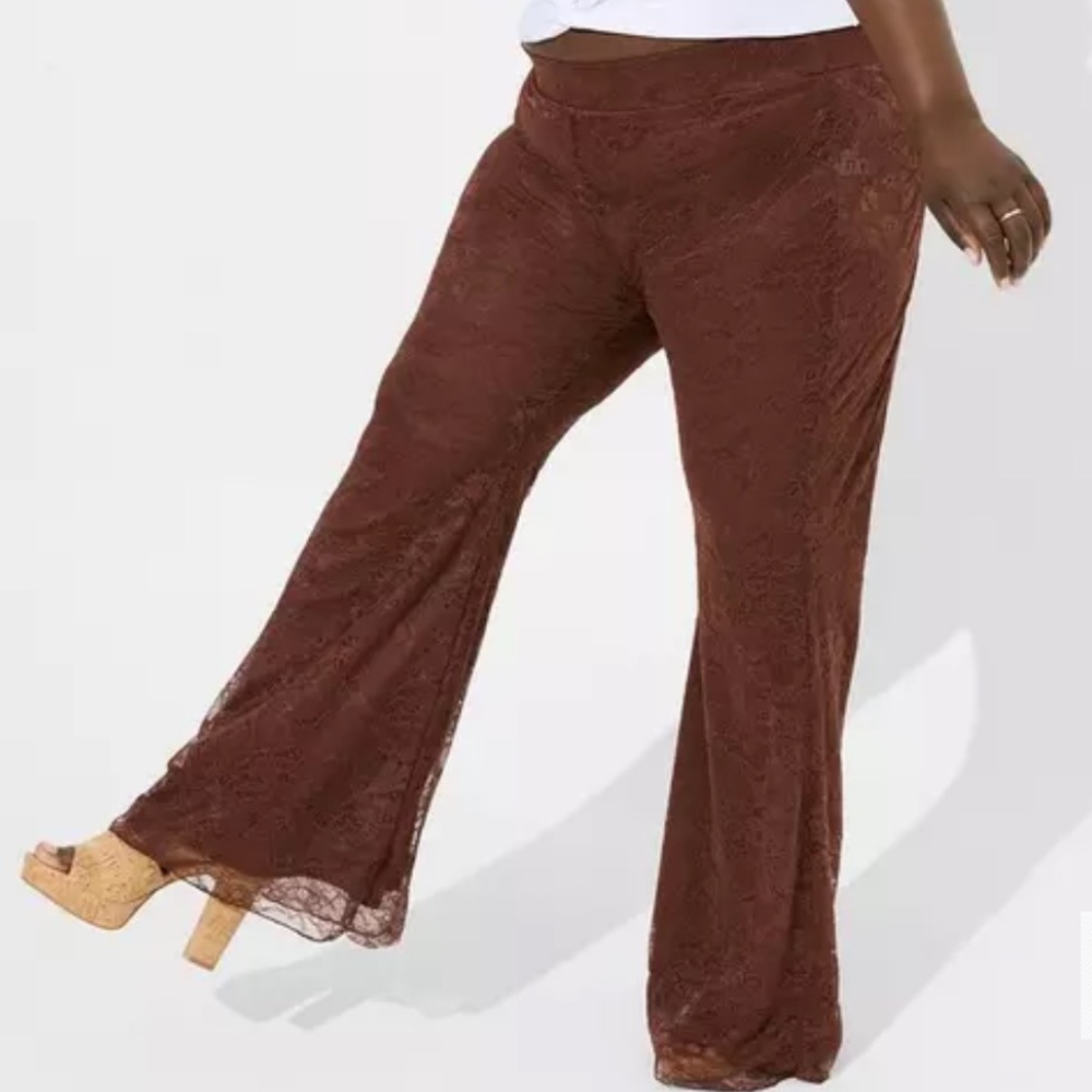 Torrid Festi brown Stretch lace flared leg pants size 3X